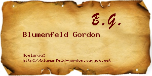Blumenfeld Gordon névjegykártya